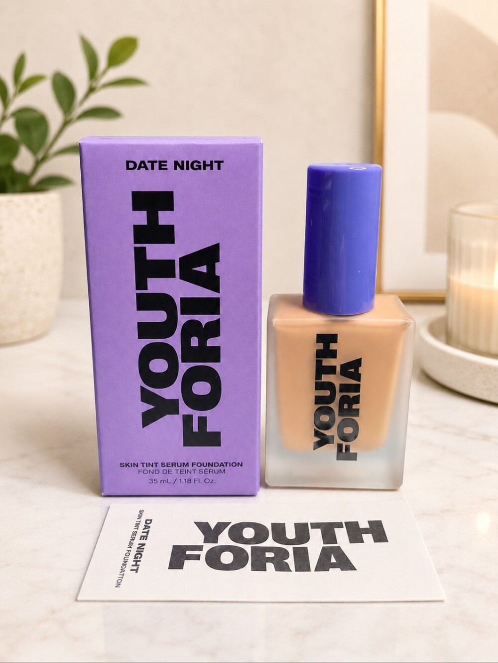 Youthforia Date Night Skin Tint Serum Foundation 245 Light Medium Neutral NIB